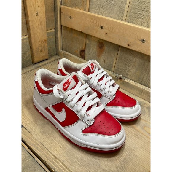 NIKE Dunk Low Championship Red White Size 4.5Y (2021) CW1590-600 - Picture 2 of 10